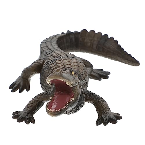 PHENOFICE 1stk Simuliertes Krokodilmodell Alligator Dschungeltierfiguren Auto-Ornament Lernspielzeug Simulation Krokodil Pädagogisches Spielzeug Wildlife-Modell Früherziehung Prop PVC Black von PHENOFICE