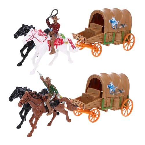 PHENOFICE 2 Sets Western Cowboy Kutschen Modelle Aus Mit Puppen Miniatur Für Cowboy Kultur Sammlung Ideal Für Puppenhaus Und Western Ranch Themen von PHENOFICE