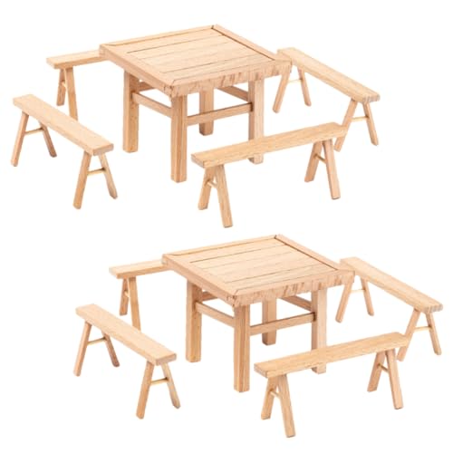 PHENOFICE 2 Sätze Holztisch Und Stuhlmodell Holzmontagespielzeug 3D Puzzles DIY Montagespielzeug Zusammengebautes Spielzeug DIY Montagemöbel DIY Möbelmodell Puzzle Montagemöbel von PHENOFICE