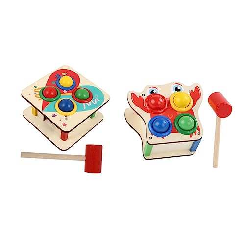 PHENOFICE 2 Sätze Klopftisch Kinder adventsgeschenke Kinder Toys Farberkennungsspiel Puzzle-Spielzeug pädagogisches Spielzeug Kinder Ballspielzeug hölzern Colorful von PHENOFICE