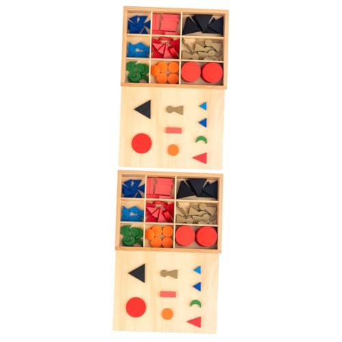 PHENOFICE 2 Sätze Montessori Lehrmittel Lernspielzeug für Kleinkinder Montessori-Materialien für Kleinkinder Kinder Puzzle rätselbuch Kinder Vorschule kognitives Spielzeug Holzblock hölzern von PHENOFICE