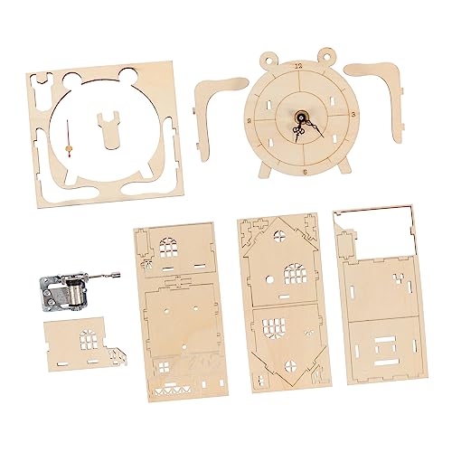 PHENOFICE 2 Sätze mechanisches Puzzle Rätsel Puzzles Uhr Denksportaufgaben interaktives Spielzeug bastelsets für Kinder DIY Spielzeug Holzspielzeug für Kinder Puzzle für Holzmaschinen Beige von PHENOFICE