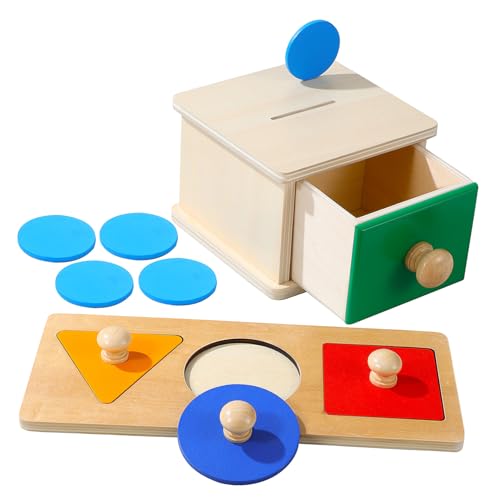 PHENOFICE 2 Satz Münzbox Geometrie Kinderspielzeug Puzzle für Puzzles -Rätsel holzspielzeug holzspielsachen Lernspielzeug Holzpuzzles für Kleinkinder Puzzle-Bretter von PHENOFICE