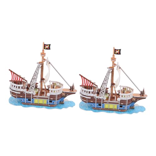 PHENOFICE 2 Sets Piratenpuzzle 3D Papierpuzzle Papiermodell Denksportaufgaben DIY Puzzle Papierpuzzle Für Erwachsene Baupuzzle Segelboot Figur Tiys von PHENOFICE