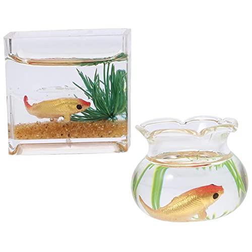 PHENOFICE 2 Stück Miniatur Aquarien Aus Verschleißfest Für Desktop Dekoration Fischschalen Modelle Ideal Für Puppenhaus Und Kreative Unterwasserwelt Dekoration von PHENOFICE