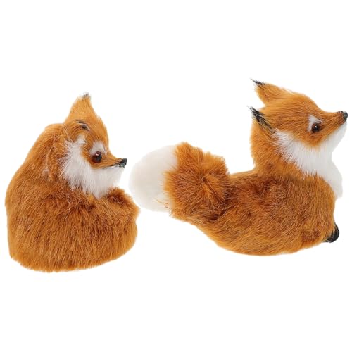 PHENOFICE 2 Stück Realistischer Fuchs Plüsch Fuchs Stofftier Plüschtier Waldtier Ornamente Simulation Plüschtier Niedliches Fuchsmodell Für Urlaubsdekoration von PHENOFICE