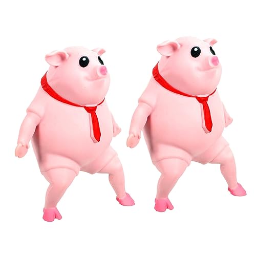 PHENOFICE 2 Stück Squeeze Pig Spielzeug Tier Squishy Finger Zappelspielzeug Mann Figur Sensorisches Spielzeug Niedliche Figur Schweinchen Dehnbares Spielzeug von PHENOFICE