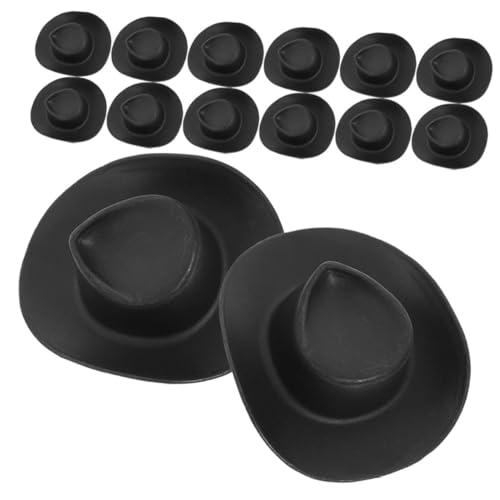 PHENOFICE 20St Mini-Cowboyhut Puppe Hundemützen für kleine Hunde Eimerhüte Mini- ausgestopft Haar deko plastiktisch Hut für zum Hutminiatur Miniaturhüte basteln Black von PHENOFICE