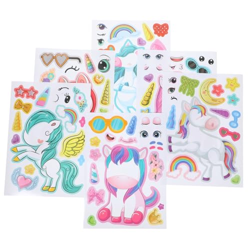 PHENOFICE 24 Blätter Machen Sie Einen Gesichtsaufkleber Einhorn-Aufkleber Für Zu Hause Aufkleber Zum Thema Einhorn Zum Selbermachen Machen Sie EIN Gesicht Aufkleber DIY Wandtattoo Papier von PHENOFICE