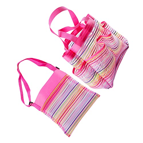 PHENOFICE 2St Badezimmer-Aufbewahrung Tasche Taschen extra große Tasche kiddibuzz hürden Kinder kindes Spielzeugtasche für den Strand Strandtasche aus Mesh Netztasche mit Oxford-Tuch Rosy von PHENOFICE