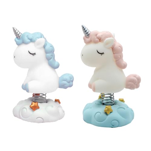 PHENOFICE 2St Einhorn-Ornamente Einhorn-Dekoration Desktop-Dekoration Geburtstagskuchen-Ornament Schaukelspielzeug Mini-Spielzeug Auto Desktop-Einhorn-Verzierungen Mini-Einhorn-Dekor Harz von PHENOFICE