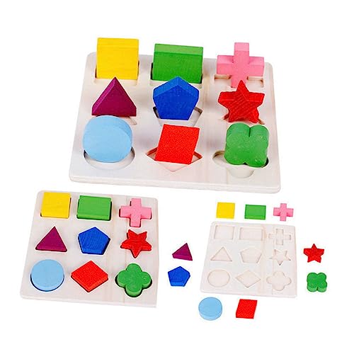 PHENOFICE 2St Geometrie-Puzzle-Spielzeug Kinder Puzzle Kinder rätsel Educational Toys Kreatives Lernspielzeug Pädagogisches Spielzeug Früherziehungsspielzeug Geometrietafel Hölzern von PHENOFICE