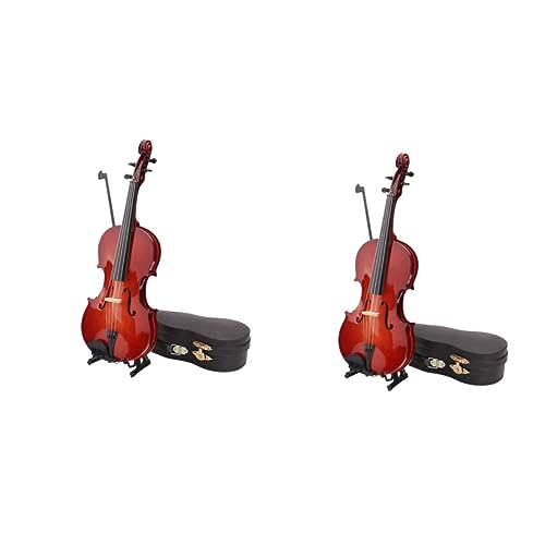 PHENOFICE 2St Heimdekoration Desktop-Geige Musikalisches Spielzeug Violine Musikinstrument Musikinstrumentenfigur Mini-Geigenspielzeug Spielzeuge Violine Handwerk Mini-Modell Bambus Brown von PHENOFICE