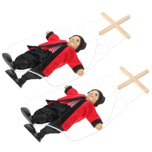 PHENOFICE Kasperlepuppen 2st Marionette Puppentrage Puppet Interaktive Puppenspiele Handgemachte Puppen Ein Jahr Altes Kleinkindspielzeug Handpuppe Clown-puppen Interaktive Spielzeuge Holz Marionetten von PHENOFICE