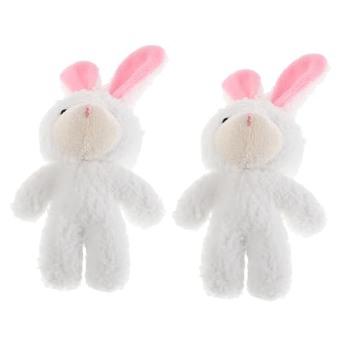 PHENOFICE 2St Puppenhauspuppe für stofftier hase Rollenspiel Mini plüschhase matschig rosa Häschenplüsch Mini-Kuscheltiere Masse Bären kurzer Plüsch von PHENOFICE