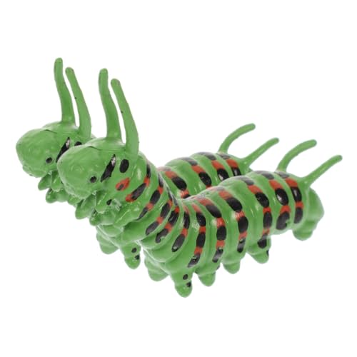 PHENOFICE 2St Raupenmodell Figuren für die Wachstumsphase Raupenspielzeug für Kinder Kunststoff Raupenfigur Realistisches Caterpillar Spielzeug Wurm-Modell realistischer Wurm Plastik Green von PHENOFICE