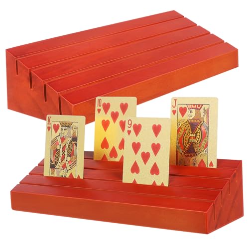 PHENOFICE 2St Spielkartensockel aus Holz Ablagegestelle für Spielkarten Canasta-Kartenhalter spielkartenhalter für senioren spielkartenständer Lernkarten Kartenhalter für Spielkarten von PHENOFICE