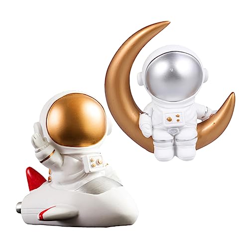 PHENOFICE 2st Astronauten-ornamente Astronautenstatuen Party-cupcake-ornamente Kuchen Topper Miniaturdekoration Cupcake-topper Kuchen Spielzeug Weltraumspielzeug Party-ornament Figur Harz von PHENOFICE