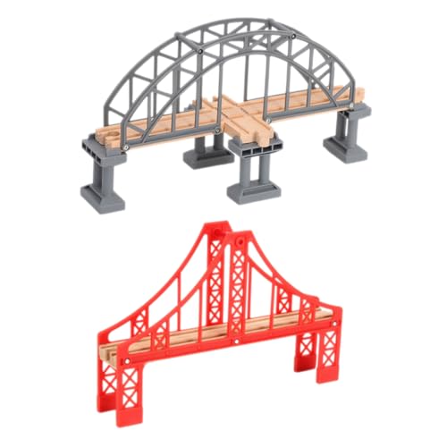 PHENOFICE 2st Eisenbahnbrückenmodell Spielzeuge Hängebrücke Spielzeug Modellbahn Zubehör Zugszenen-Layout-Requisite Modelleisenbahnbrücke Spuren Brückenmodell Für Spiele Gleismodell Plastik von PHENOFICE