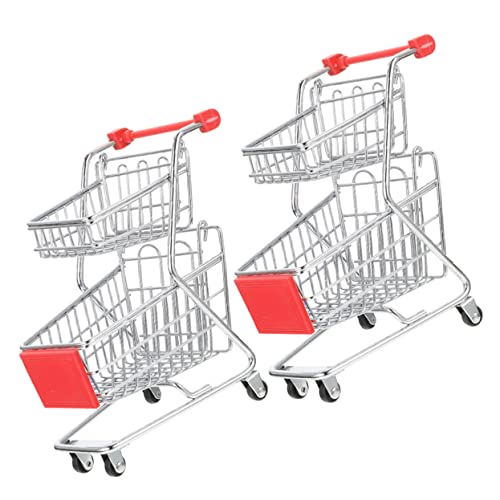 PHENOFICE 2st Mini-einkaufswagen Karrenwagen Für Kinder Puppenwagen Trolley Handkarren Spielzeug Desktop-Spielzeug Minikörbe Für Mini-supermarktwagen Kinderspielzeug Plastik Silver von PHENOFICE