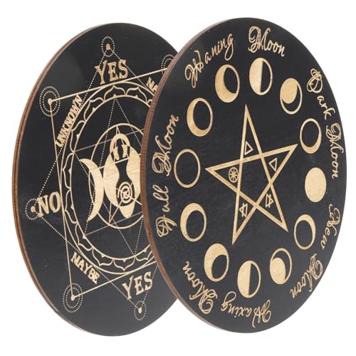 PHENOFICE 2st Tarotkarten Aus Holz Ouiji-Brett Wicca-zubehör Und Werkzeuge Weissagung Wicca Meditation Pendel-halskettenbretter Wahrsagerei Liefert Wünschelruten Spirituell Pappel Black von PHENOFICE