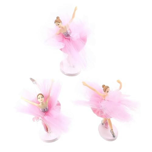 PHENOFICE 3 Sätze Kuchendekoration Tänzer-ornamente Party-kuchen- Hochzeitsdekoration Tüll Mädchen Kuchen Topper Mädchenfigur Hochzeitstorte Partydekorationen Babys Puppen Rosa Pvc von PHENOFICE