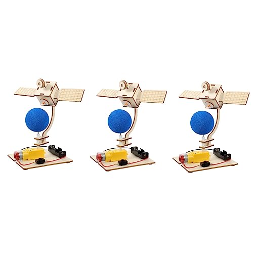 PHENOFICE 3 Sätze Satellitenspielzeug selber Bauen Stem-Projekte für Kinder Stammprojekte für Kleinkinder Spielzeug für die Startzentrale Lehrmittel für künstliche Satelliten Lehrstütze Holz von PHENOFICE