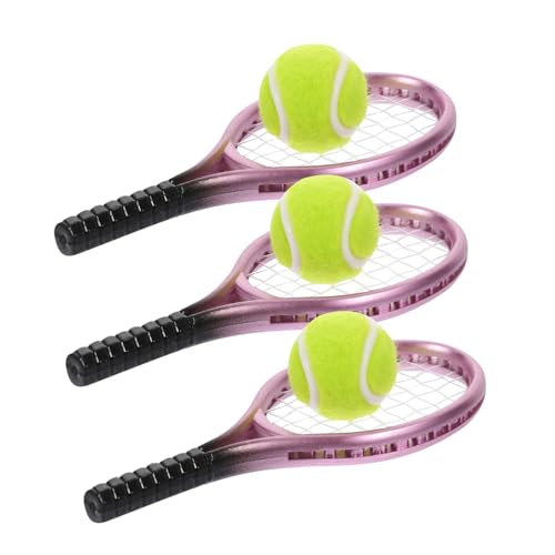 PHENOFICE 3 Sätze Tennisschläger Tennis Mini-Spielzeug-Tennis Dekoratives Mini-Tool Badminton Dekoratives Mini-hauswerkzeug Minihouse-Tool Für Kinder Lustiges Minihouse-Tool Figur Plastik von PHENOFICE