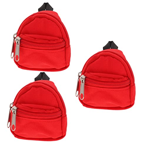 PHENOFICE 3St Puppenrucksack Mini-Hausverzierung Niedlich Babypuppen-Kleiderrucksack Spielzeug für Kinder kinderspielzeug Spielzeug Schulranzen-Ornament Mini- -Dekore Polyester rot von PHENOFICE