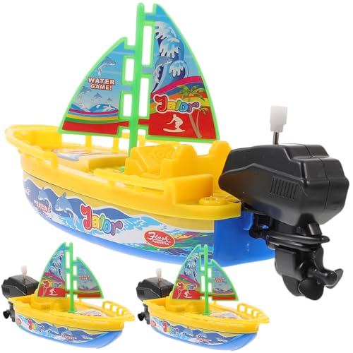 PHENOFICE 3St Uhrwerk-Bootsspielzeug Spielzeug-Segelboot Schwimmbad Spielzeug Segelboot aufziehen interaktives Spielzeug kinderplanschbecken Badespielzeug aufziehen Schiff Spielzeug Plastik von PHENOFICE