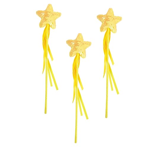 PHENOFICE 3St Zauberstab heeloween Fairy Wand glitzerstoff Flashes Zauberstäbe für Kinder Glitzersterne Zauberstäbe Sternenstab adukt Hexenstab sternförmige Feenstäbe Plastik Yellow von PHENOFICE