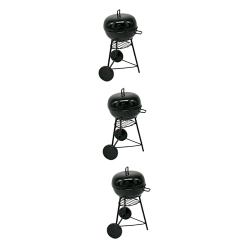 PHENOFICE 3st Grillverzierung Aus Metall Kleiner Grill Zubehör Spielzeug Tragbar Mini Figur Brotmacher Camping-Layout-stütze Black von PHENOFICE