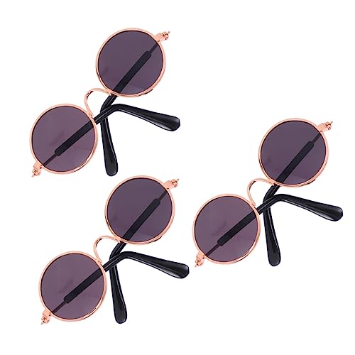 PHENOFICE 3st Mini-Brille Welpen-Sonnenbrille Puppe Cosplay-Brille Hund Brille Kreisbrille Für Männer Retro-Brille Retro-Sonnenbrille Metallische Gläser Mini-Sonnenbrille Black Kunststoff von PHENOFICE