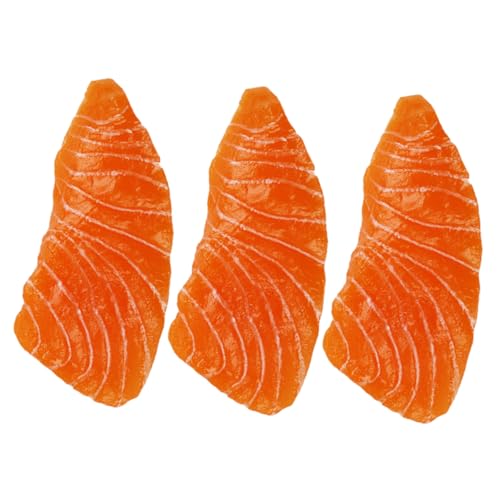 PHENOFICE 3st Simulation Lachs Künstliches Seefischmodell Künstliche Lachsmodelle Essensmodelle Vorgeben Realistischer Gefälschter Lachs Modelle Für Lachsfutter Lachs Requisiten PVC Orange von PHENOFICE