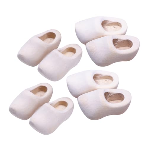 PHENOFICE 4 Paare Verstopft Puppenhaus Kinder Bastelset Dekorative Klompen Miniatur Holzschuhe Dekor Simulation Holzschuhe Mini-Holzschuhe DIY Bastelbedarf Leere Holzschuhe Hölzern Weiß von PHENOFICE