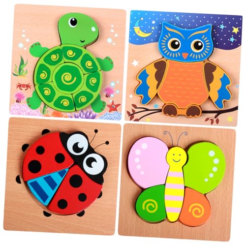 PHENOFICE 4 Sätze kinderpuzzles aus Holz Kinder holzpuzzle Kinder holzspielzeug Geburtstagsgeschenk für Kinder Educational Toys puzzletisch 3D-Puzzles für Kinder Holzpuzzle für Jungen Bambus von PHENOFICE