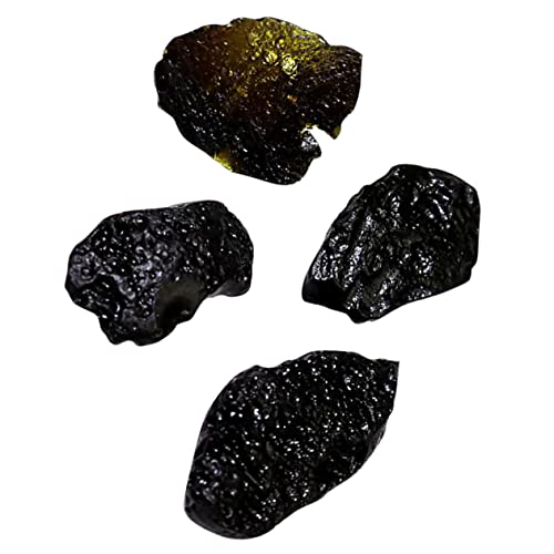 PHENOFICE 4 Stück Glasmeteorit Landschaft Geode Meteoritengestein Platz Mond- Lehrmittel Meteoriten Lehren Tischschmuck Kinderspielzeug Meteoritenschmuck Tektit-Exemplar Black von PHENOFICE