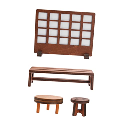 PHENOFICE 4 Stück Hölzerne Heimdekoration Vintage-Spielzeug Mini-hocker Miniatur-Ornamente Vintage- Wohnaccessoires Für Zu Hause Kindertisch Und Stühle Kinder Möbel Miniatur Khaki von PHENOFICE