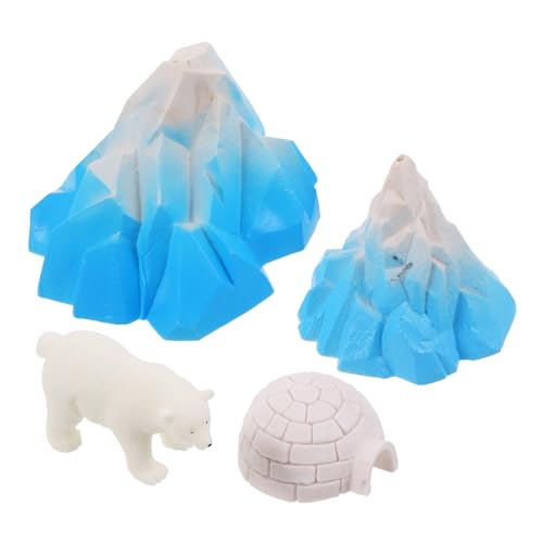 PHENOFICE 4 Stück Iglu Modell Spielzeug Mini Figuren Zum Verstecken Im Puppenhaus Garten Eisbär Pinguin Siegel Eisberg Figuren Artic Tiere Figuren Mini Schneehaus EIS Modell von PHENOFICE