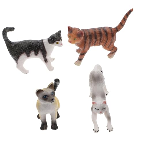 PHENOFICE 4 Stück Katzenpuppenverzierung Katzenspielzeug für Kinder Sammlung von Katzenfiguren Miniaturkatze animal figures plastikenten schöne Cartoon-Katzenstatue simulierter Katzenschmuck von PHENOFICE