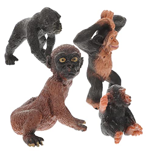 PHENOFICE 4 Stück Orang-Utan Spielzeugmodell Tierspielzeug Tiere simuliertes Wildtiermodell kinderzimmerdeko Dekoration kinderzimmer Tierstatue Tiermodell Dekoration Plastik von PHENOFICE