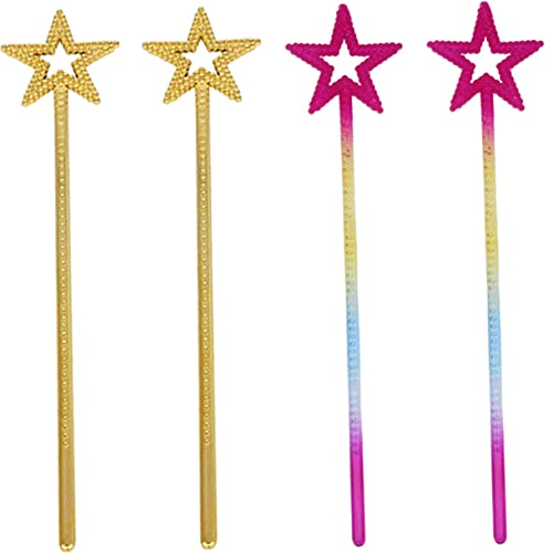 PHENOFICE 4 Stück Pentagramm-Fee-Zauberstab Mädchen Stern Zauberstäbe Kostüm für Mädchen Party für Kinder Spielzeug für Kinder Sterne Fee Sticks Engel Stern Zauberstab Harz von PHENOFICE