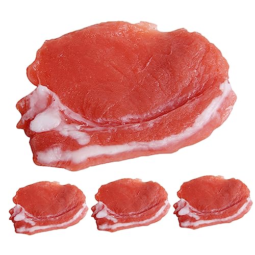 PHENOFICE 4 Stück Schweinefleischimitat, Requisite, Schweinefleischornament, Simulationsschweinefleisch, , Künstliches Schweinefleisch Für Zuhause, Harzschweinefleischscheibenmodelle, von PHENOFICE