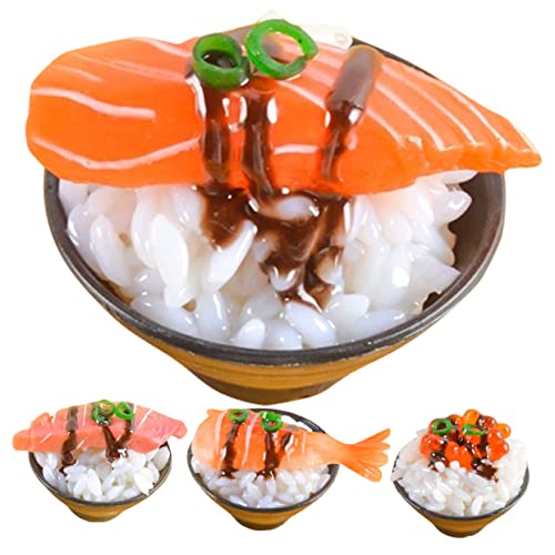 PHENOFICE 4 Stück Simulierter Sushi-Reis Künstliches Sushi Sushi-Spielzeug Künstliches Simulationslebensmittelmodell Simulation Lebensmittelmodell Künstliche Sushi-Ausstellung PVC von PHENOFICE