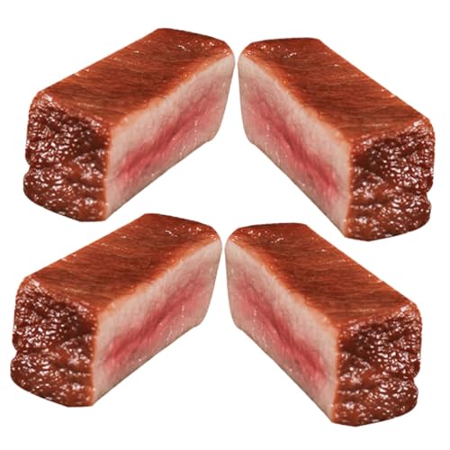 PHENOFICE 4 Stück Simuliertes Steak künstliches Steak falsches Fleisch Restaurant-Schaufenstermodell kucheltier tischdeko esstisch künstliche Steak-Requisiten Küchendekoration PVC Brown von PHENOFICE