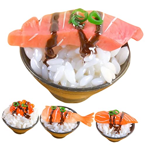 PHENOFICE 4 Stück Simuliertes Sushi Reis Spielzeug Lebensmittel, Gefälschtes Essen, Sushi Reis Spiel, Rollenspiel Lebensmittel, Spiel Lebensmittel Modell, Spielzeug, Küchenzubehör, Spiel von PHENOFICE