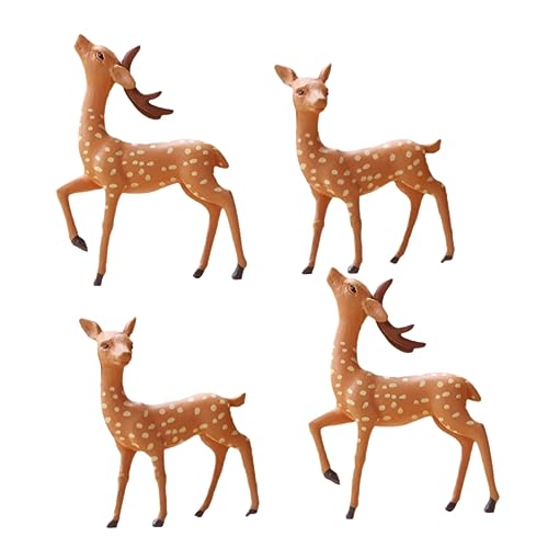 PHENOFICE 4 Stück Spielzeug Entzückende Tierstatue Hirsch-skulptur Garten Kleine Statuen Mikro-landschaftsdekoration Kleintiermodell Mini-Hirsch Miniatur-hirschfiguren Hirsch-Modell PVC von PHENOFICE