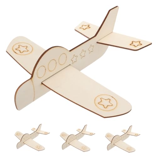 PHENOFICE 4 Stück Spielzeug Zum Ausmalen Leeres Mini-flugzeugmodell Bastelflugzeug-Ornament Flugzeug-hängeornament Malerei Flugzeugmodell Spielzeug Bausatz Papierflieger Hölzern Khaki von PHENOFICE