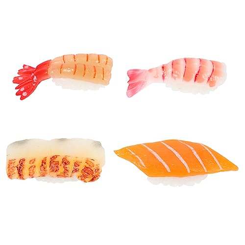 PHENOFICE 4 Stück Sushi-Simulation Simulation Von Sushi-Essen Realistisches Sushi-Spielzeug Falsches Lachs-Sushi Sushi-Miniatur Gefälschtes Sushi-Modell Künstliches Sushi-Spielzeug PVC von PHENOFICE