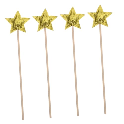 PHENOFICE 4 Stück Zauberstab Fairy Wand Party zubehör Kinder für Kinder gieskanne kinderspielzeug spielwaren draußen Toy Fee Kostüm Requisit Sterne Fee Sticks Zauberstäbe hölzern von PHENOFICE